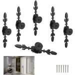 6 pcs poign�es vintage noires pour placard, tiroir et porte - style d�coratif floral pour meubles avec ...