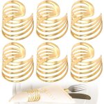 6 pcs ronds de serviette �l�gant, anneaux de serviettes en m�tal pour la r�ception de mariage d�coration ...
