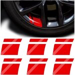 6 pi�ces autocollant pour jantes voiture, autocollants r�fl�chissants stickers jantes voiture, adh�sif ...