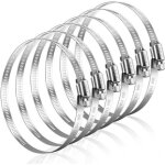 6 pi�ces collier de serrage m�tallique r�glable 118 - 140mm, collier de serrage inox pour tuyau d'�vacuation, ...