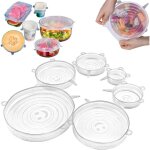 6 pi�ces couvercle silicone alimentaire 6. 5 / 9 / 11 / 14 / 16 / 20cm rond couvercle extensible en silicone ...