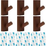 6 pi�ces crochet adhesif mural couleur bois porte manteau sans percage pour entr�e, patere enfant, patere ...
