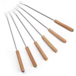 6 pi�ces fourchettes � fondue au fromage avec manche en bois pic fondue inoxydable pique � fondue bourguignonn ...