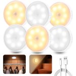6 pices lampe dtecteur de mouvement interieur, veilleuse led rechargeable lumiere 3 modes, lampe led ...