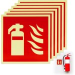 6 pi�ces panneau extincteur autocollant alarme pvc 10x10cm, luminescence plaque extincteur d'incendie ...