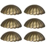 6 pi�ces poign�e de coquille, laiton bouton de porte poign�e forme de coquille, r�tro poign�es de meubles ...