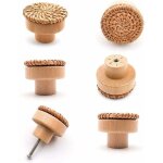 6 pices poigne meuble bois poigne tiroir en bois boutons de meuble - convient pour armoires de cuisine, ...