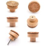 6 pi�ces poign�e meuble bois poign�e tiroir en bois boutons de meuble - convient pour armoires de cuisine, ...
