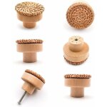 6 pices poigne meuble bois poigne tiroir en bois boutons de meuble - convient pour armoires de cuisine, ...