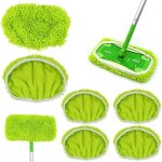 6 pi�ces serpilli�re recharge balai vapeur, vert tampons de vadrouille en microfibre, lavables mop de ...
