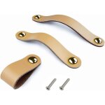 6 poign�es noir de tiroir � la main en cuir commode armoire bouton poign�es poign�e de porte r�glable ...