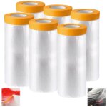 6 rouleaux papier de masquage peinture, 110cm20m bache de protection peinture transparente, masker avec ...