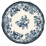 6 x assiettes plates faustine bleues - 20cm - porcelaine - novastyl