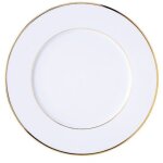 6 x assiettes plates filet or - porcelaine - 26, 5cm - novastyl
