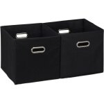 6 x bo�te de rangement, panier d'�tag�re sans couvercle, caisse pliable avec poign�e, 30 cm, noire