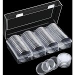 60pcs 40mm capsules de monnaie titulaireavec bo�te de rangement en plastique capsules de stockage titulaire ...