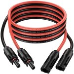 6m 2xcables d'extension 4 mm2 / 12 awg pour panneau solaire photovoltaique avec ip68 etanche avec connecteurs ...
