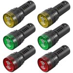 6pcs ac dc 12v 22mm led flash signal d'alarme indicateur lampe avec buzzer (rouge jaune vert, chacun ...