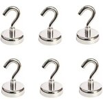 6pcs crochets magn�tiques 18lb pull extra strong neodymium magnet hooks, magnetic hooks heavy duty, aimants ...