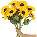 6pcs grandes fleurs artificielles tournesols avec longue tige faux tournesols en soie dcoration en vrac ...