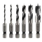 6pcs meche bois � tige hex, jeu de tige 1 / 4  forets hss h�lico�daux pour bois m�tal plastique et bosch ...