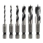 6pcs meche bois � tige hex, jeu de tige 1 / 4  forets hss h�lico�daux pour bois m�tal plastique et bosch ...