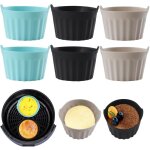6pcs moule silicone air fryer, plat pour friteuse sans huile, mafin coupe moule, moule pour gteau au ...