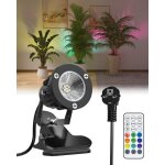 6w rgb led spot � pince avec t�l�commande, 15 lumi�res rgb + blanc chaud 3000k, ip65 r�sistant � l'eau ...