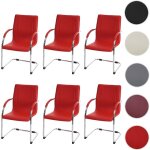 Mendler - 6x chaise de salle  manger samara, chaise de cuisine  pitement luge chaise, acier - rouge ...