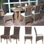 6x chaise de salle  manger savona, fauteuil, rotin - avec coussin