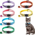 6x colliers chats r�fl�chissants, anti - �tranglement, r�glables 19 - 32cm, clochette, boucle de s�curit�. ...