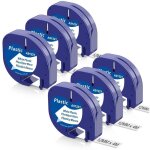 6x compatible dymo ruban 12mm x 4m pour dymo letratag xr lt - 100h lt - 100t letratag 200b �tiqueteuse, ...