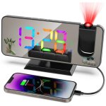 7. 4  reveil projecteur rveil horloge digitale horloge numrique avec port de usb, 5 niveaux de luminosit ...
