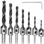 7 pices foret bois avec fraise, fraise bois conique en hss acier avec cl hexagonale, outil  chanfreiner ...