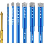 7 pi�ces foret diamant carrelage, foret diamant gres cerame avec 5 / 6 / 8 / 10 / 12 / 14 mm, forets ...