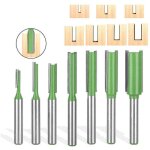 7 pi�ces fraise droite defonceuse, routeur droite � simple duble fl�te � bois, fraise defonceuse 6mm, ...
