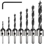 7 pi�ce hss 5 fl�te jeu de foret fraise bit de vis � bois chanfrein pour diverses vis de longueur par ...