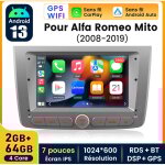 7 pouces carplay autoradio pour alfa romeo mito 2008 - 2019 2 + 64gb junsun