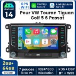 7 pouces carplay autoradio pour vw golf 5 6 passat polo android 2 + 64gb junsun