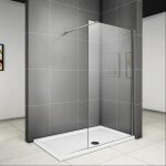 Aica sanitaire - 760x1850x6mm paroi de douche walk in verre anticalcaire avec barre fixation extensible ...