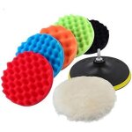 7pcs 5 in ponge polissage pilation  la cire de polissage polissoir compos kit voiture + kit adaptateur ...