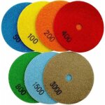 7pcs disque diamant de polissage 4 pouces / 100mm sec diamant polissage pads pour marbre granite pierre ...