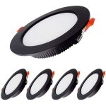 7w spot led encastrable dimmable noir extra plat 230v 5 pack, 700lm = 70w incandescence, ip44, blanc ...