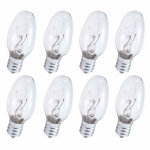8 ampoules veilleuses transparentes 7 watts, culot cand�labre, 120 v