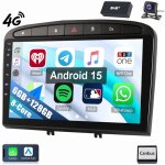 8 c?urs android 15 pour peugeot 308 408 2007 - 2013 autoradio carplay gps wifi 6 + 128gb dab cam