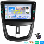 8 c?urs carplay 6 + 128gb android15 autoradio pour peugeot 207 cc gps wifi 4g bt cam