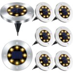 8 led lumi�re solaire ext�rieur, 8 pi�ces lampe solaires jardin au sol �tanche ip65, spot solaire jardin ...