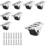 8 mini roulettes fixes caoutchouc 12 mm, plaque m�tal, charge 10 kg, pour petits meubles