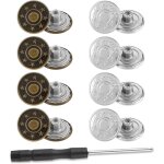 8 pi�ces bouton jean clipsable, 20 mm boutons mercerie, bouton pantalon boutons de rechange r�glables ...
