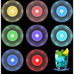 8 pi�ces de dessous de verre � led, dessous de verre led color�s lumineux avec 7 modes d'�clairage, dessous ...